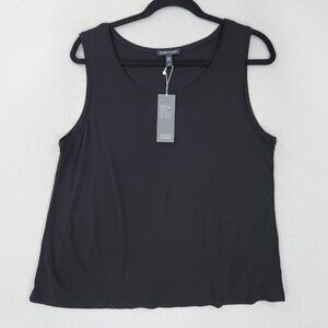 Eileen Fisher Shirt Womens Large Black Silk Tank Top Scoop Neck Sleeveless NEW